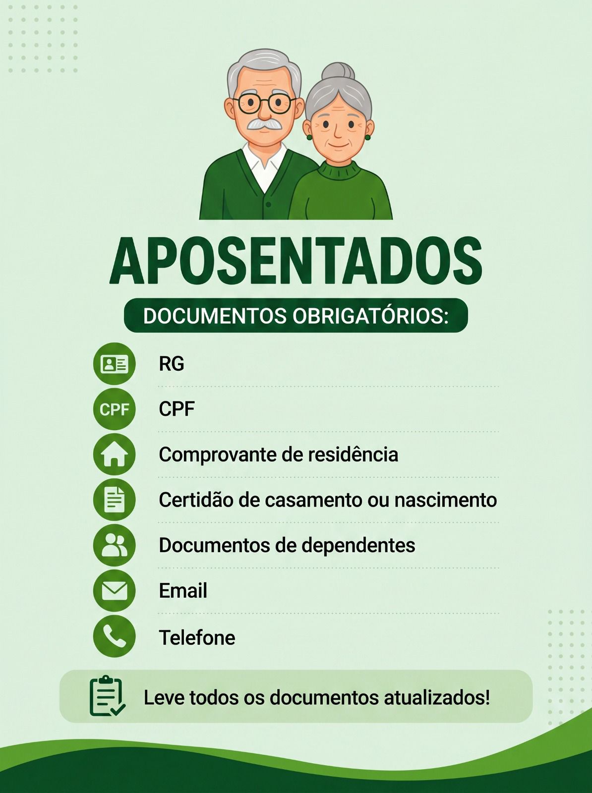 Aposentados – Documentos obrigatórios